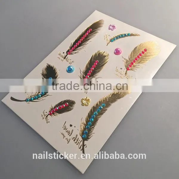 Custom Hot Sale Rhinestone Metallic Tattoo Acrylic Foil Temporary Tattoo Stickers photo-5