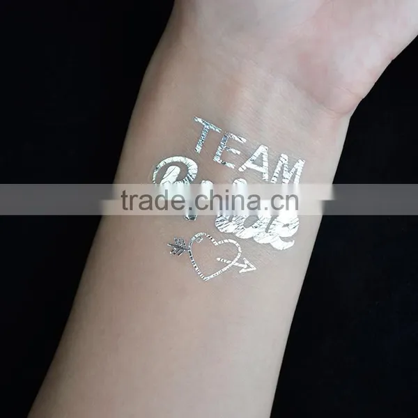 Custom Hot Sale Wedding Tattoo Team Bride Gold Silver Tattoo Stickers Quality Choice photo-3