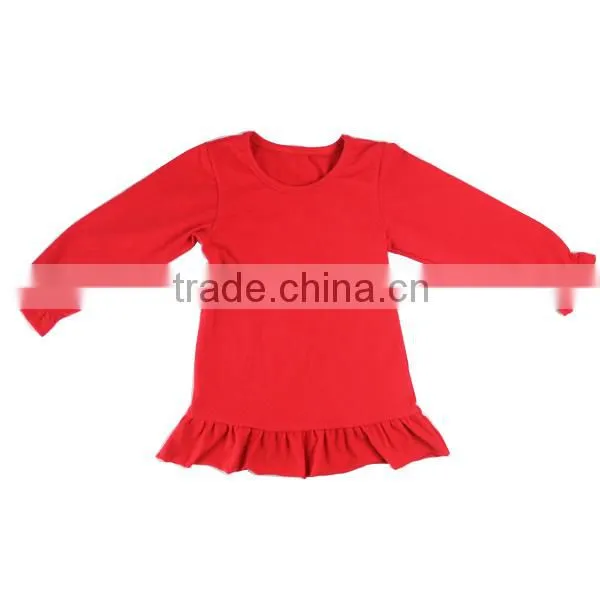 Wholesale 2016 Hot Sale Baby Girl Pure Color Baby Shirt Top Cotton Ruffle Pure Color Baby Shirt photo-3