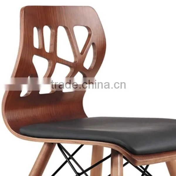 2015 New Leatherette Cushion Plywood Dining Chairs With Wooden Legs photo-4