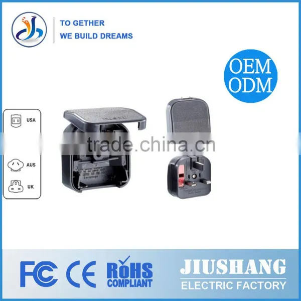 Black EUR to UK Travel Locking Plug Adapter(BS-5733)