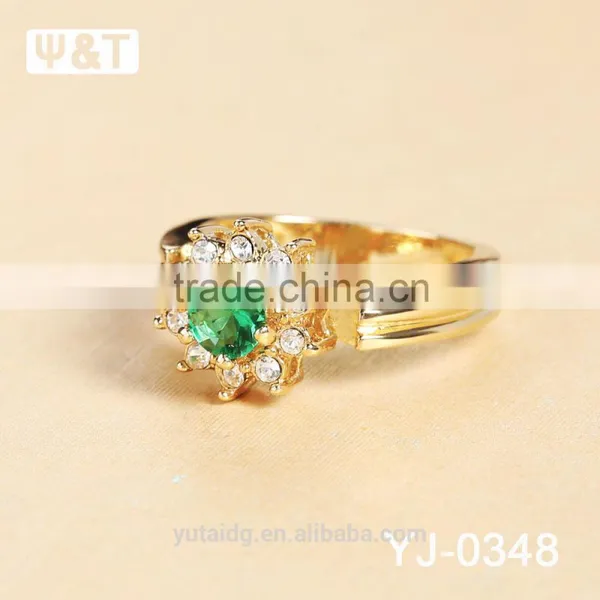 Jingli Jewelry Green Stone Gold Plated Ring (YJ-348) photo-6