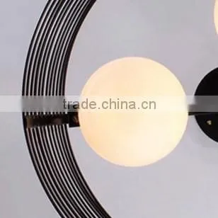 Metal Frame Glass Shade Black Painting Big Hotel Pendant Light photo-6