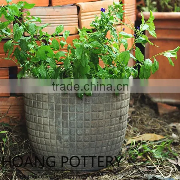 Square Pattern Terracotta Pots - Vietnam Pottery
