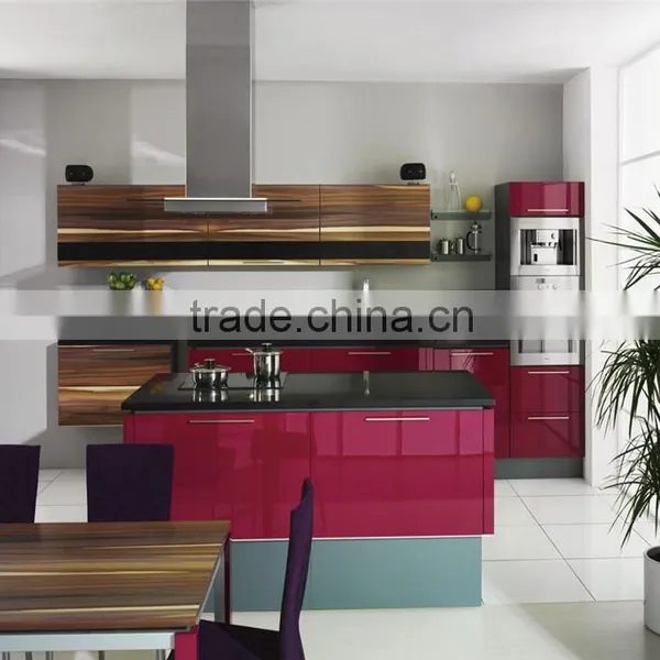 High Gloss Red Kitchen Chimney Design Kitchen Cabinet photo-3