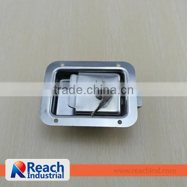 Polished Stainless Steel Flush Mount Recessed Key-Locking Paddle Latch photo-2