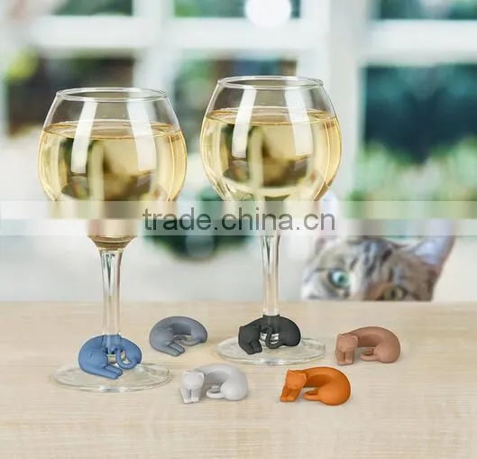Silicone Colorful Cats Wine Glass Markers,Silicone Kitty Drink Markers photo-2