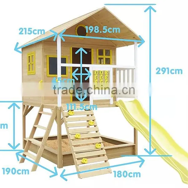 Large Wooden Painted Cubby House Furniture With Slide photo-4