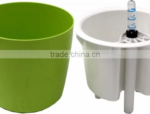 Round Self Watering Planter Flower Pot Home Office Garden Water Level Indicator photo-2