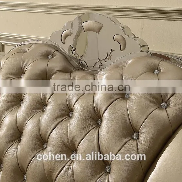 SF017 Master King Size Cow Leather Sofa With Stainless Steel Legs photo-2