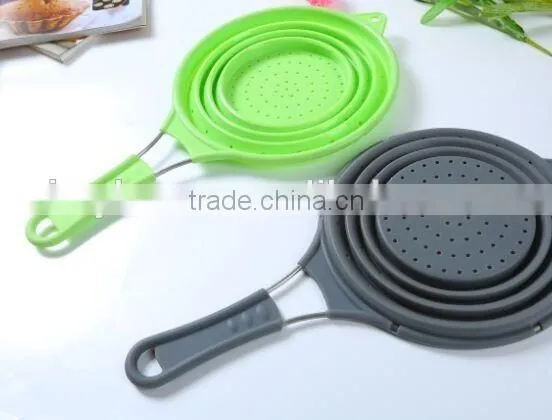 Silicone Folding Kitchenware Colander With Handle photo-5