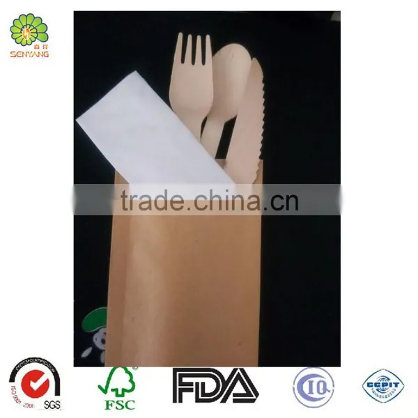 Chinese Wooden Disposable Airline Hotel Cutlery Spoon Fork Knife photo-5