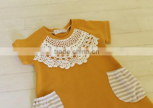 Pictures of Fall Boutique Girl Clothing Ruffle Raglan Lace Baby Dress HSD2596 photo-3
