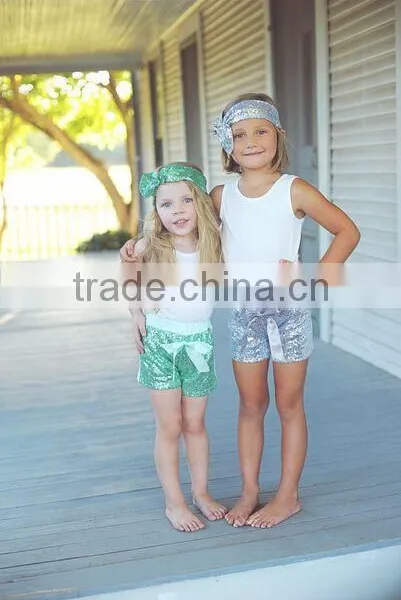 China Product and Factory Direct Sale Wholesale Cotton Sequin Sparkle Shorts for Baby Kids for Sports photo-4
