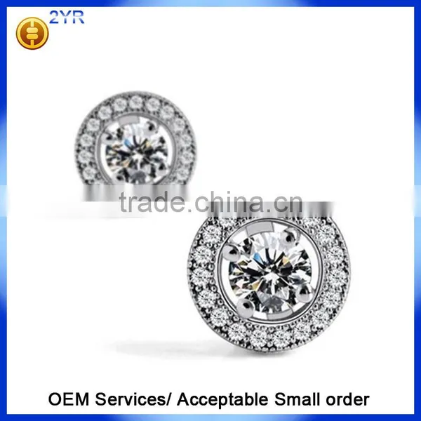Micro Pave Setting 925 Sterling Silver Jewelry Square Earrings photo-4