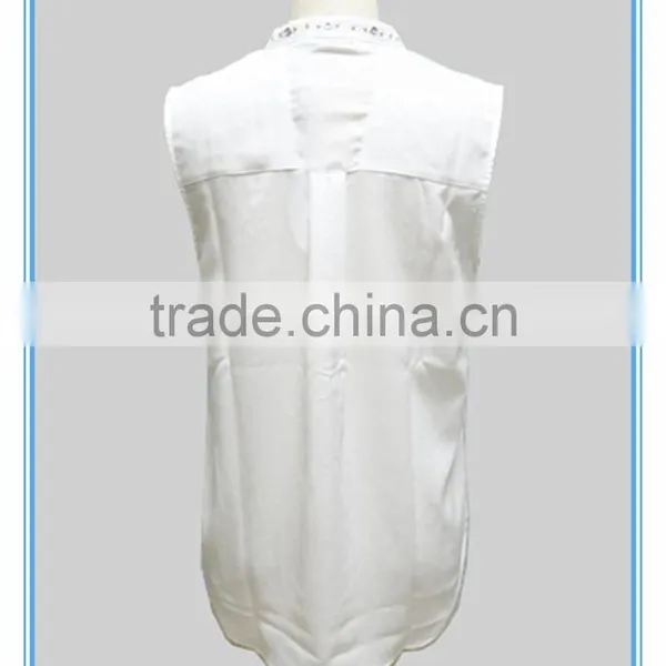 Women Beads Wholesale Plain White Tank Top photo-2