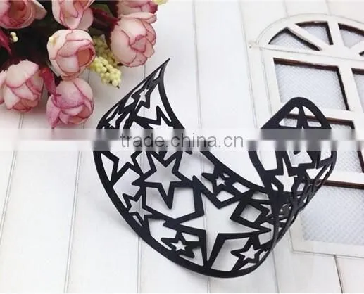 Personality High Quality Iron Stars Hollow Black Bangle Jewelry Manufacture photo-4