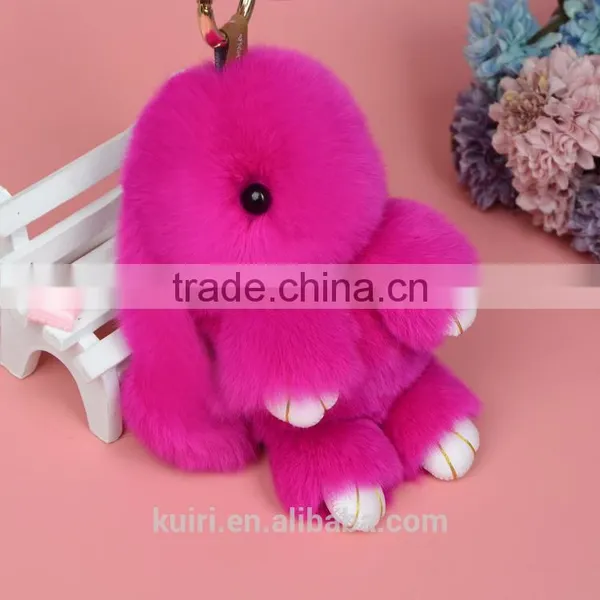 Rex Rabbit Fur Keychain Cute Rabbit Doll Key Chain Pendant 13 Colors Wallet Pom Pom Car Pendant photo-2