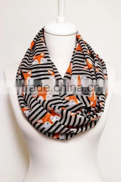Fox Pattern Chiffon Infinity Scarf, Circle Scarf, Loop Scarf, Scarves, Shawls, Spring Fall Winter Summer Fashion Gift Ideas for photo-5