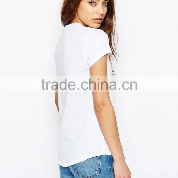 Guangzhou Shandao OEM Factory Summer Plain O-neck Short Sleeve 180g 40% Cotton 60% Polyster White Blank Women T Shirt photo-2
