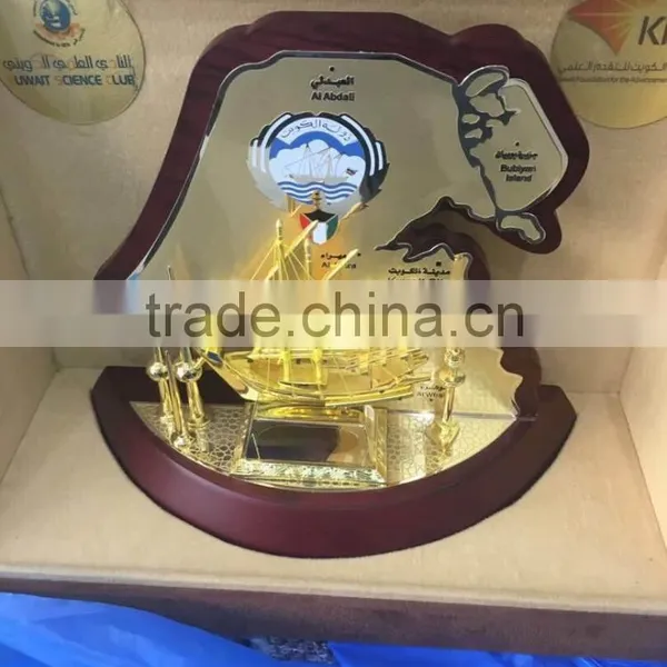 kuwait wooden dhow and tower trophy