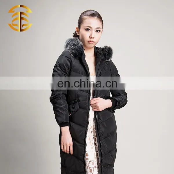 Factory Price Fashion Ladies Luxury Black Down Jacket With Fur Collar photo-2