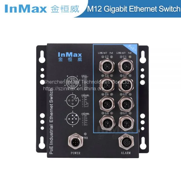 EN50155 InMax 48V X-code 8 Port M12 Railway Gigabit PoE Industrial Ethernet Switch