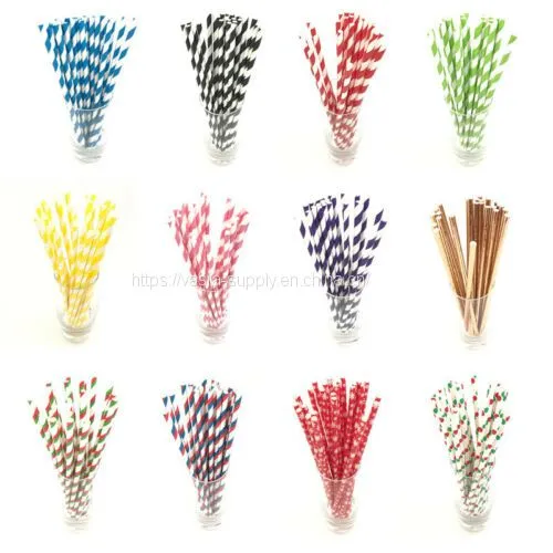 Dot Stripe Beautiful Wave Stripe Straw Decor Straw Paper Straw for Store photo-4