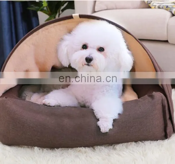 Luxury Dog Cat Bed With Blanket Machine Washable Pet Bed Sofa With Soft Fleece Fabric photo-3