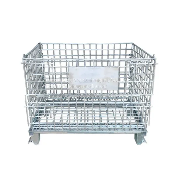 Wire Container Storage Metal Foldable Pallet Cage Wire Mesh Stacker Rack