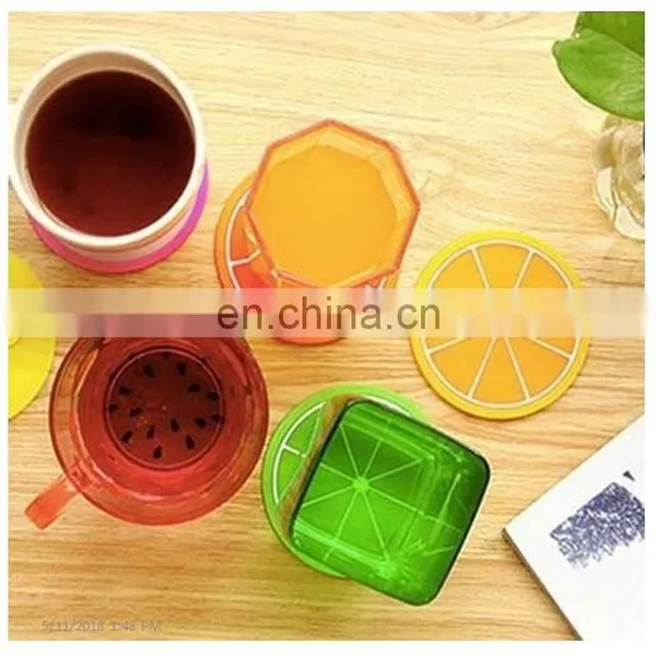 Hot Selling Fruit Shape PVC Kitchen Accessories Cup Pad, Colorful Unique Slice Silicone Drink Cup Mat photo-2