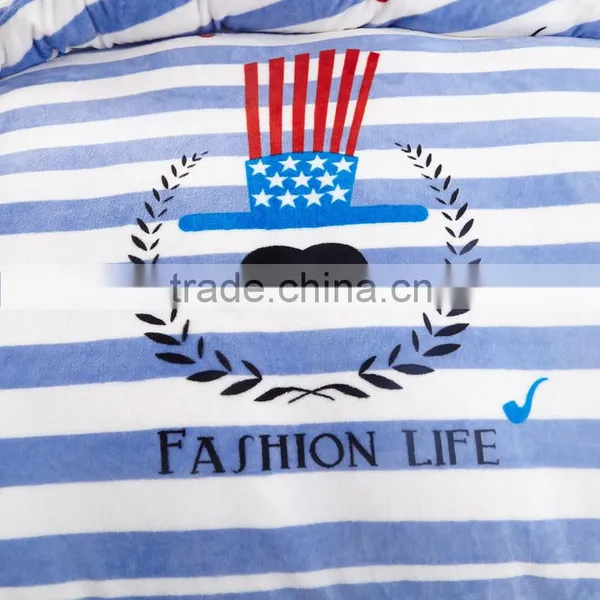 Hot Sale Home Use Cheap Stripe Print Cartoon Flannel Warm Thick Duvet Cover Sets photo-3