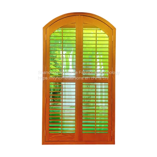 Custom Shaped Shutter Arch Timber Louvers Plantation Shutters Basswood Windows Wood Shutters Wooden Interior Decorations photo-4