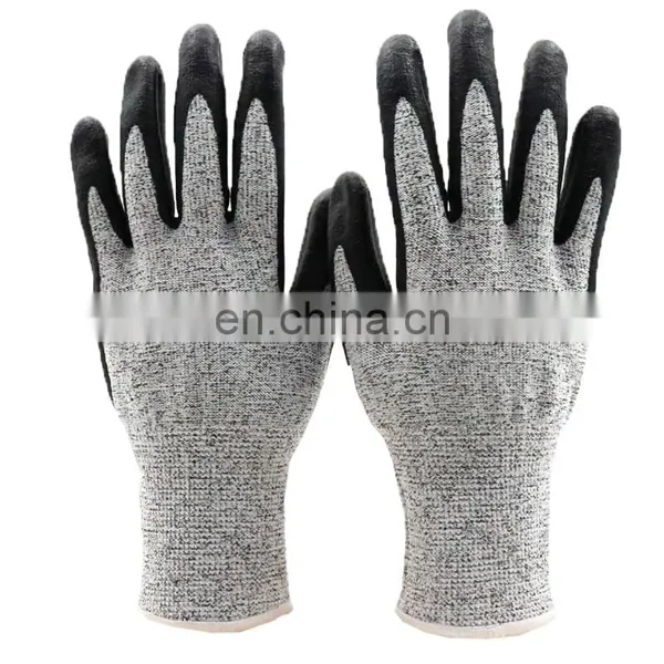 13 Gauge EN388 Glass Microfiber Grey HPPE Liner With Black Nitrile Safety Working Cut Resistant Gloves photo-2
