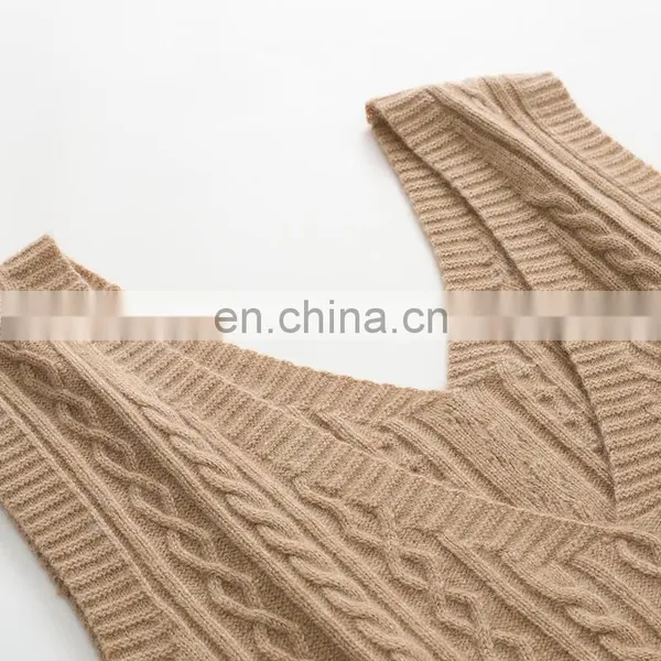 Wholesale 100% Cashmere Knit Women's Tank Top Sexy V-Neck Casual Short Woolen Clothing With Embroidered Logo on Back for Suits photo-3