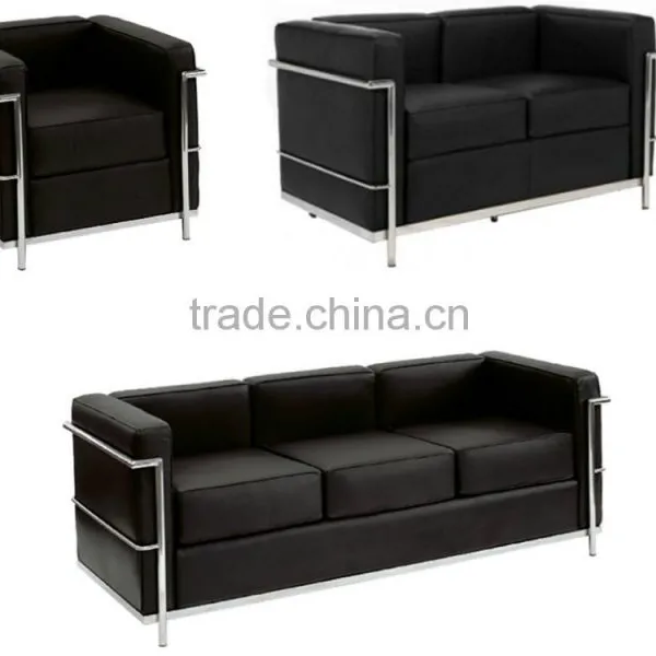 Replica Graceful French Design Comfortable Italian Genuine Leather 2 Seater LC2 Sofa for Commercial Use Office photo-3