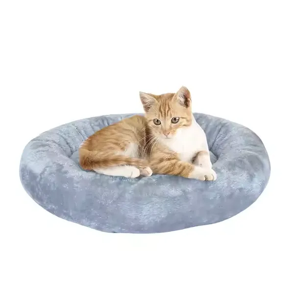 Meow Love Soft Indoor Pet Rest Sleeping Bed Sofa Round Donut Cat Bed Calming Washable Plush Dog Bed