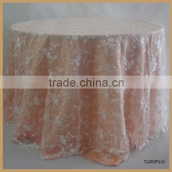 TL002P3-1 High Quality Gold Embroidery Lace Round Wedding Table Overlay Quality Choice photo-2