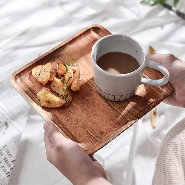 Wooden Tray Breakfast Tray Snack Fruit and Dried Fruit Tray Acacia Wood Dessert Tray photo-5