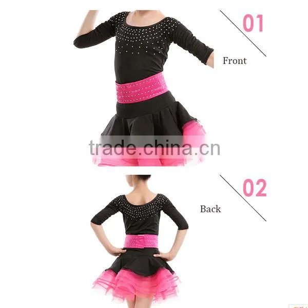 Latest Design Latin Dance Costume for Kids Competition With Drill Good Quality Latin Dance Costume photo-5