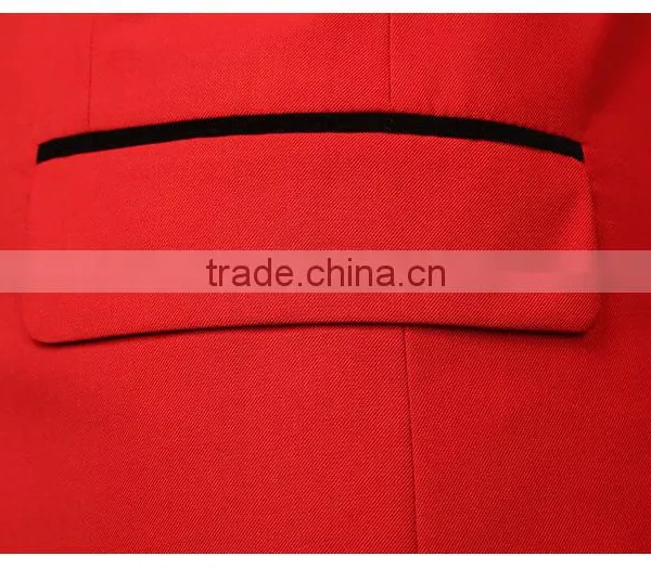 2016 Latest Design Slim Fit Mens Suit Red Weeding Suit for Men photo-3