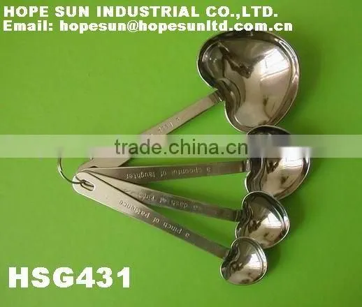 Heart shape 4 pcs measuring spoon set