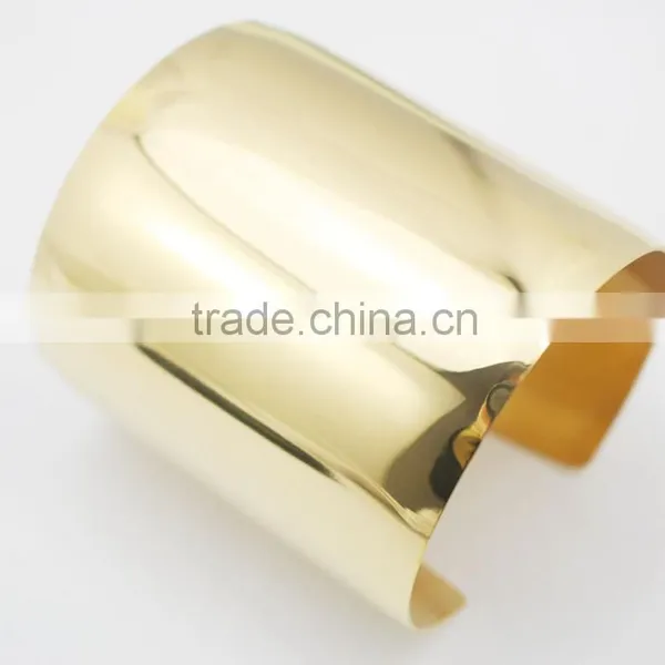 Fashion New Plain Hand Gold Plated Ultra Wide Cuff Bangles For Women Statement Jewelry Punk Charm Metal Opening Bangle Bracelets photo-3
