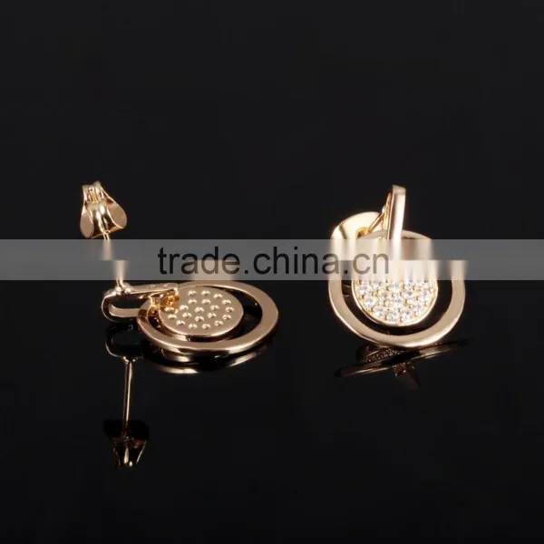 Latest Design Jewelry Round 18K Rose Gold Earrings 2015 New Design With Micro Inlay Zircon photo-3