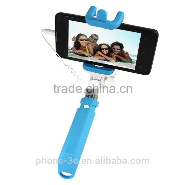 High Margin Products Mini Wired Monopods With Cable Christmas Promotional Gifts Rainbow Selfie Stick With Aux Cable photo-3