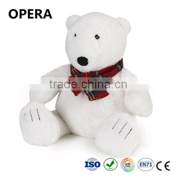 Cute EN71 CE Standard Super Soft Scarf White Plush Polar Bear