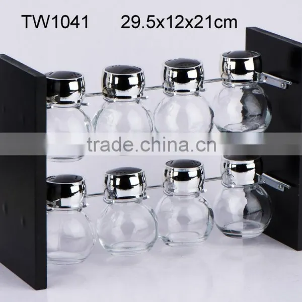 TW1041 8pcs Glass Spice Jar Set With Wooden Rack photo-2