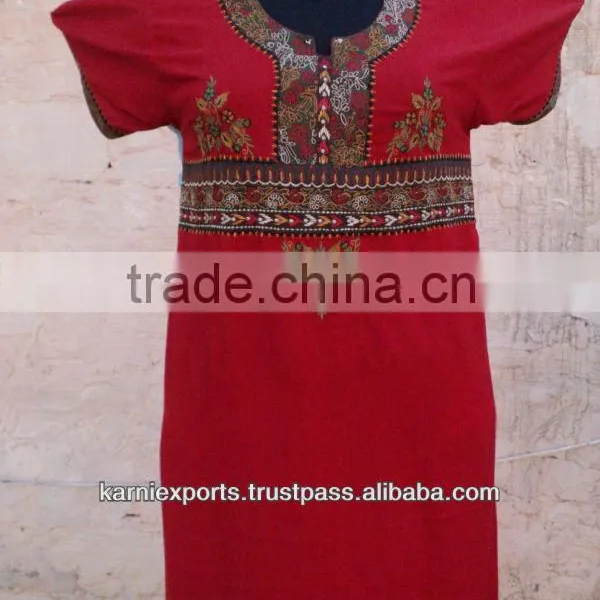 Red Embroidered Abayas Kaftans Islamic Womens Wearing Long Kaftans & Abayas Burkas