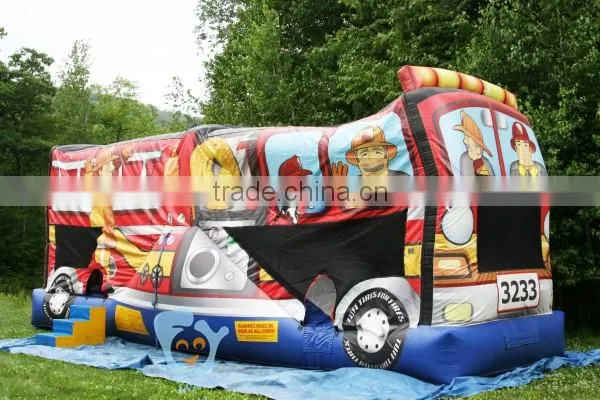 Cheap New Giant 0.55mm Pvc Tarpaulin Fire Truck Inflatable Bounce House photo-6