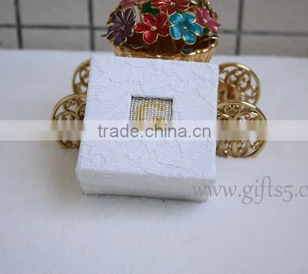 Elegant White Wedding Jewelry Gift Boxes With Beaded Name Plate of G photo-3